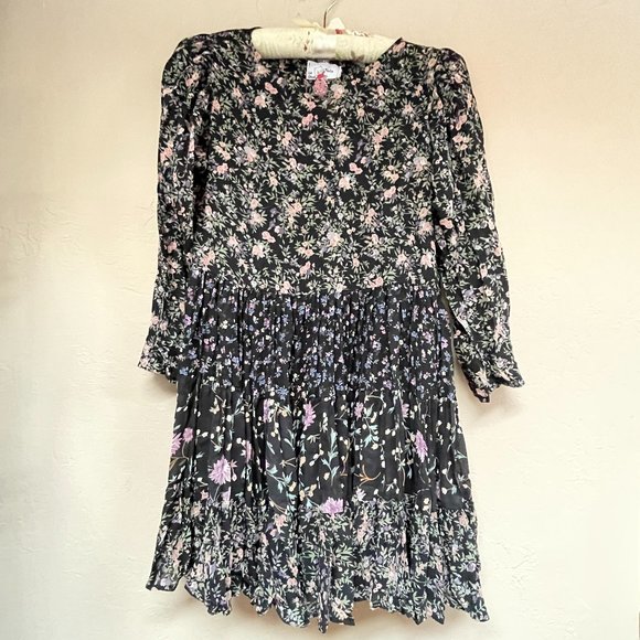 Coco Other - Vintage Le Chat Coco Kids Floral Print Pleated Long Sleeve A-Line Dress